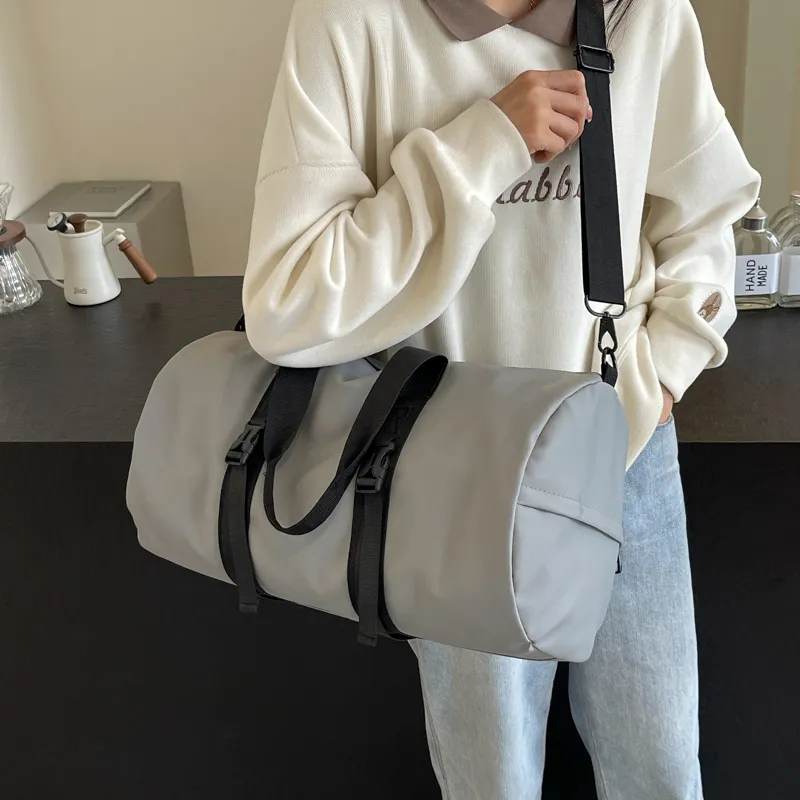 Yalu Nylon Travel Bag Unisex Black/white/dark Gray/light Gray-21