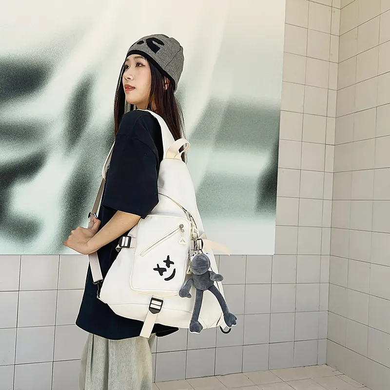 Yalu Nylon Shoulder Bag, Sling Bag Unisex Black/Gray/White-8