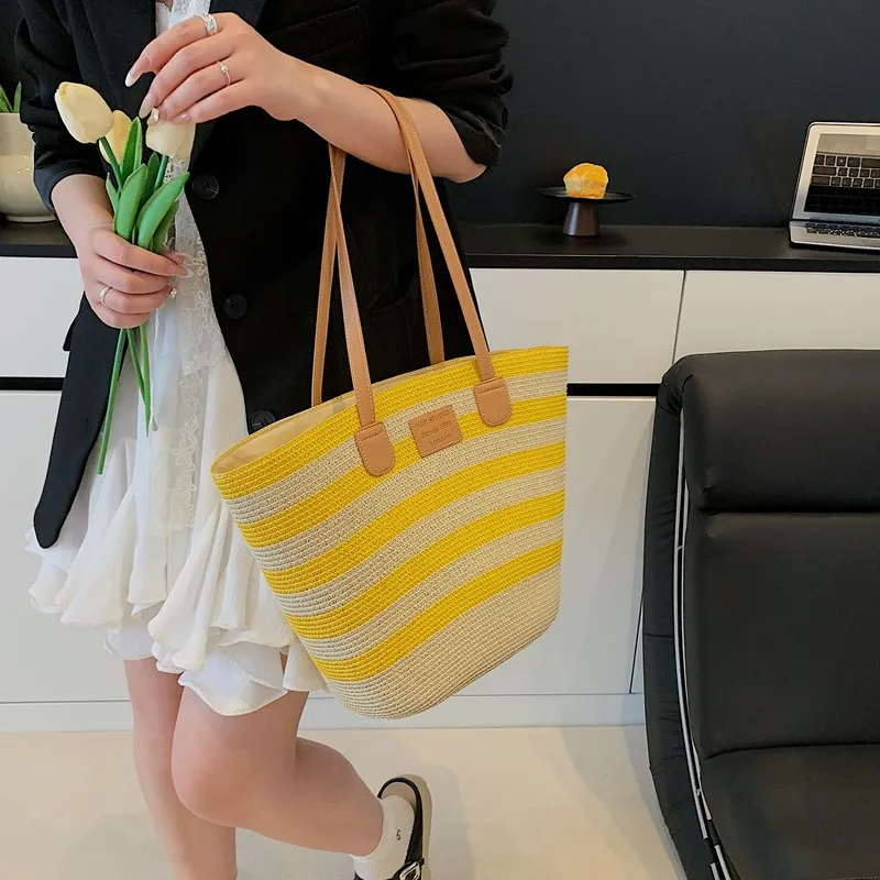 Yalu Straw Woven Shoulder Bag Women's Multicolor-5