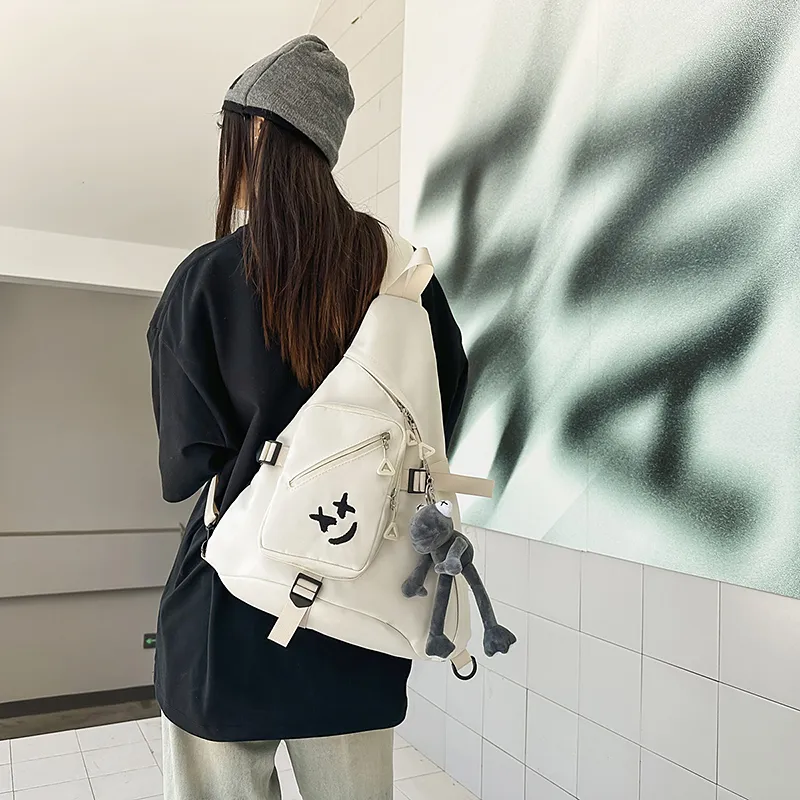 Yalu Nylon Shoulder Bag, Sling Bag Unisex Black/Gray/White-7