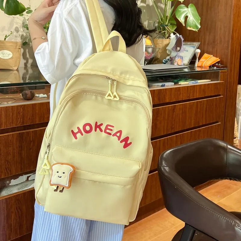 Yalu Nylon Backpack Unisex White/Black/Pink/Yellow-9