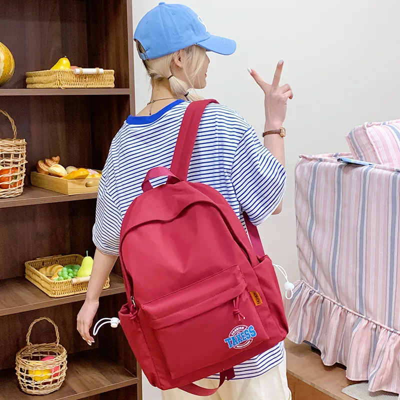 Yalu Nylon Backpack Unisex Black/Ecru/Pink/Light Blue/Red-5
