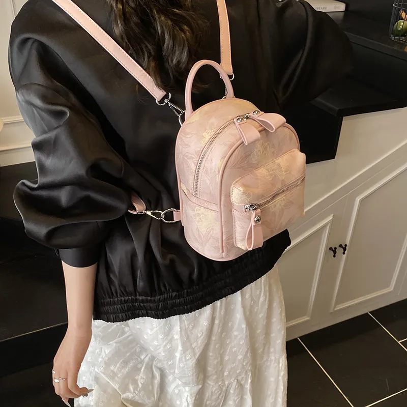 Yalu PU Backpack Women's Ecru/Pink-2