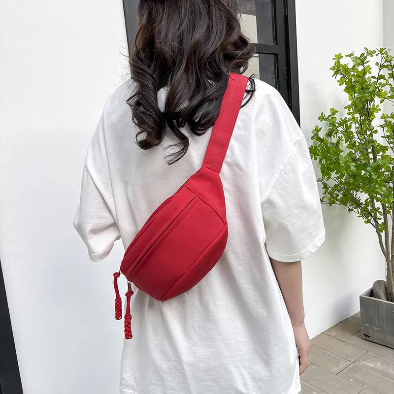 Yalu Nylon Sling Bag, Crossbody Bag, Fanny Pack Unisex Red/Black/White/Orange/Pink-3