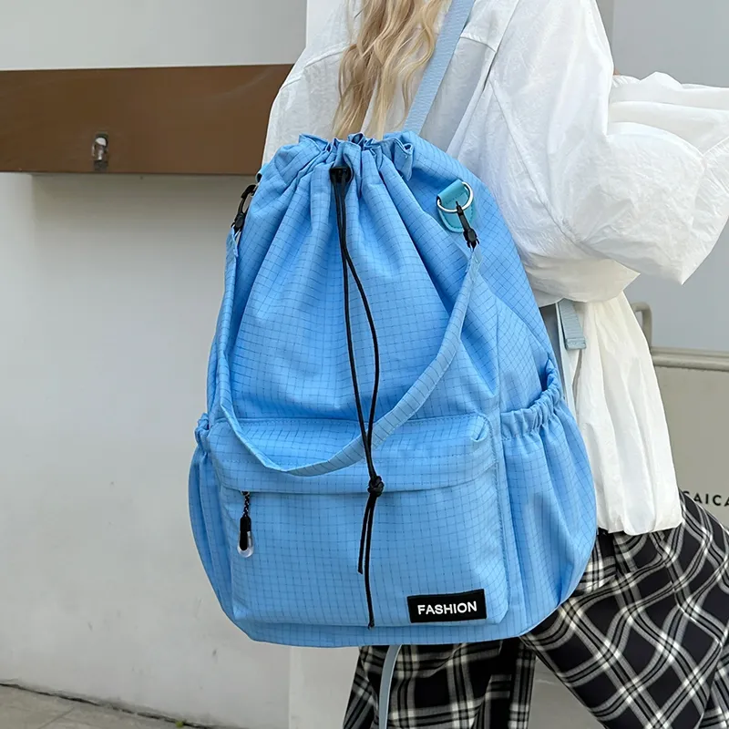 Yalu Nylon Backpack Regular Unisex Black/Pink/Yellow/Gray/Khaki/Sky Blue-27