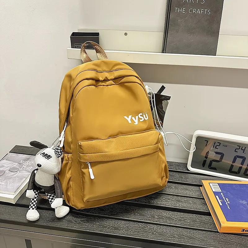 Yalu Nylon Backpack Unisex Black/White/Yellow/Red/Light Blue/Khaki-2