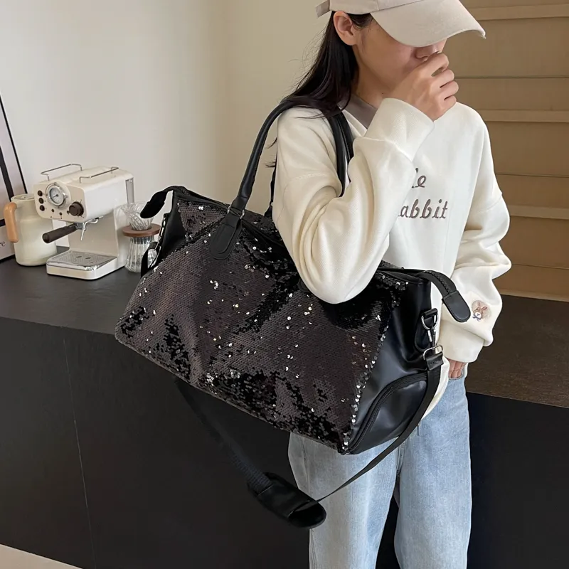 Yalu PU Travel Bag Women's Black/Silver-2