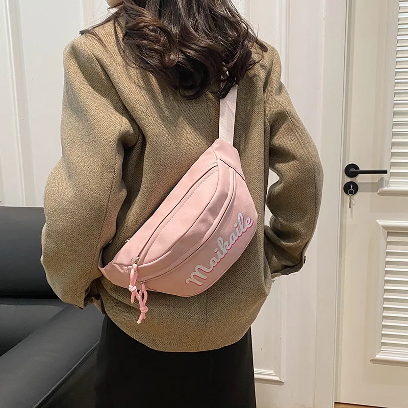 Yalu Nylon Sling Bag, Crossbody Bag, Fanny Pack Unisex White/Black/Red/Pink-21