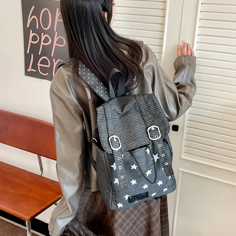 Yalu Nylon Backpack Unisex Black/Navy Blue-3