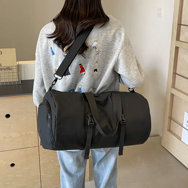 Yalu Nylon Travel Bag Unisex Black/white/dark Gray/light Gray-4