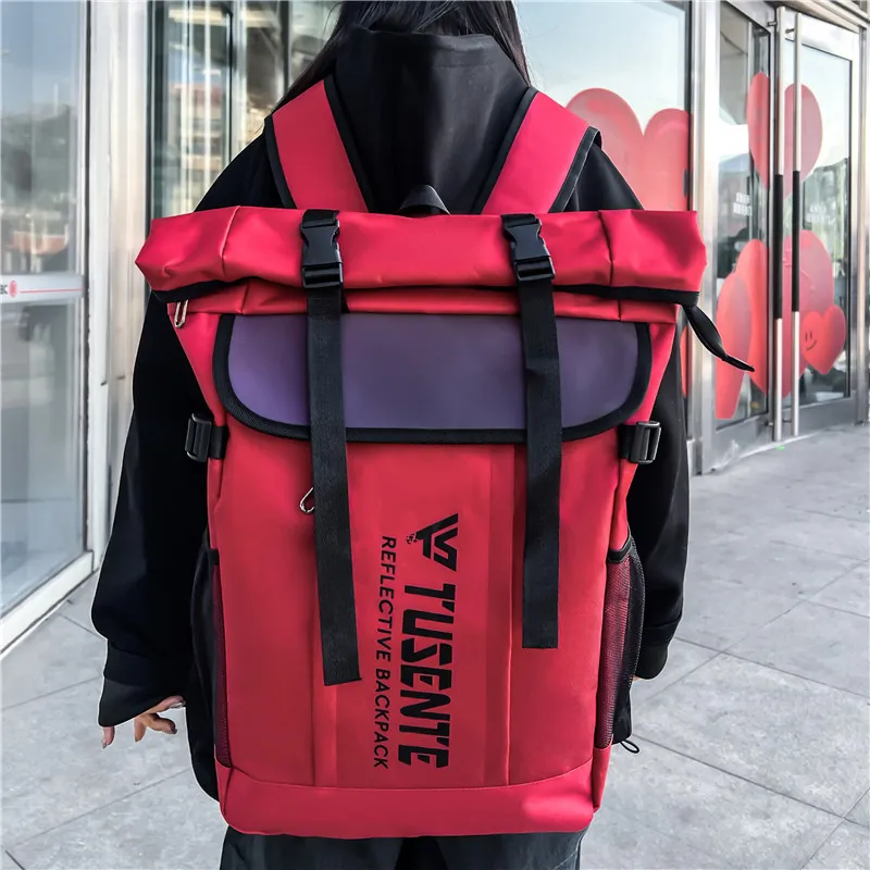 Yalu Nylon Backpack Unisex Black/Red/Dark Gray/Light Gray-7