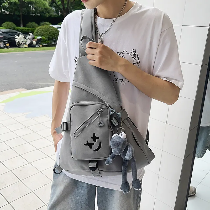 Yalu Nylon Shoulder Bag, Sling Bag Unisex Black/Gray/White-16