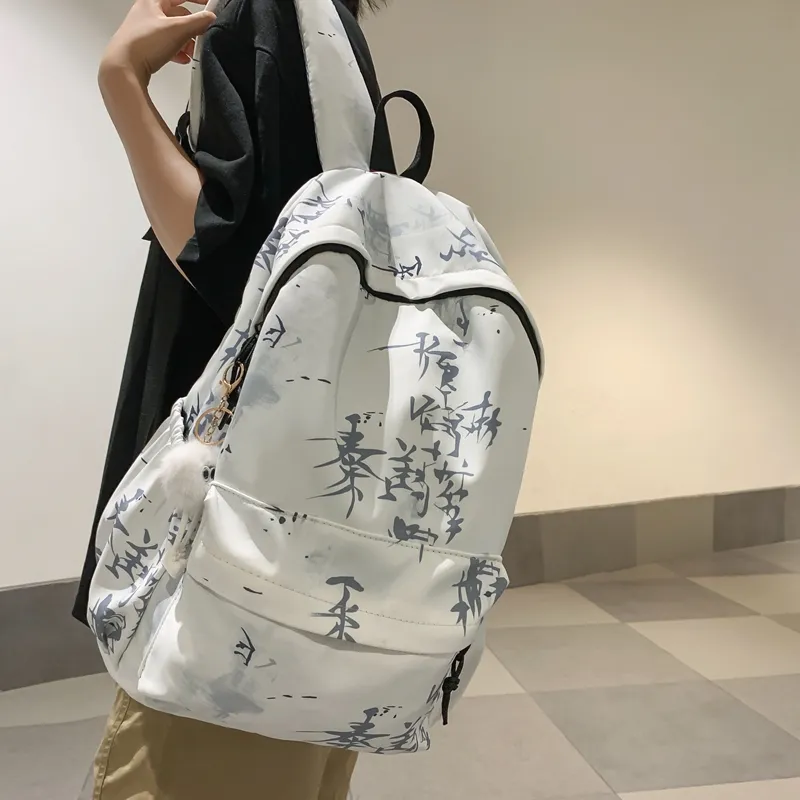 Yalu Nylon Backpack Regular Unisex Black/Khaki/Blue/Light Gray/White-15