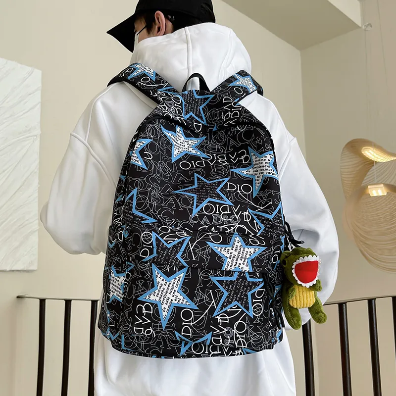 Yalu Nylon Backpack Unisex Black Gray/Black Yellow/Black Blue/Black Green/White/Khaki-11