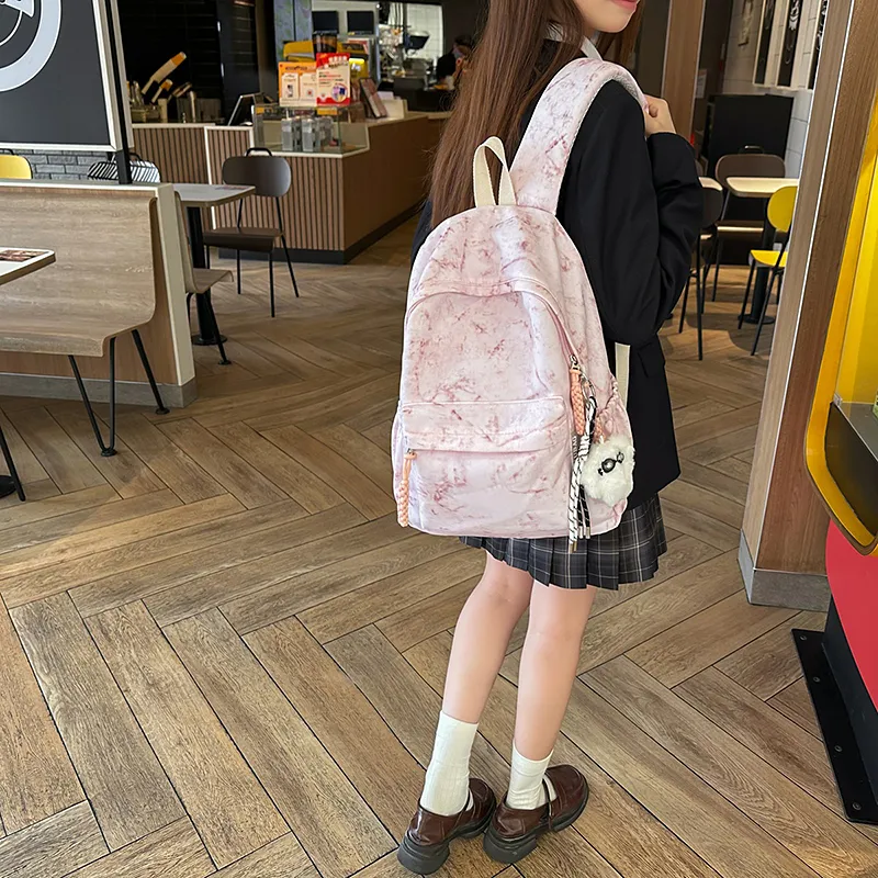 Yalu Nylon Backpack Unisex Black/Ecru/Yellow/Pink/Light Purple/Light Green-10