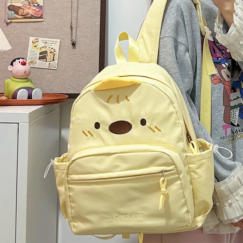 Yalu Nylon Backpack Regular Unisex White/Black/Yellow-16