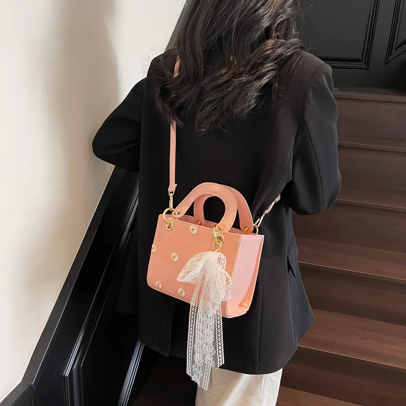 Yalu PU Box Bag, Crossbody Bag, One Shoulder Handbag Women's Black/White/Pink-16
