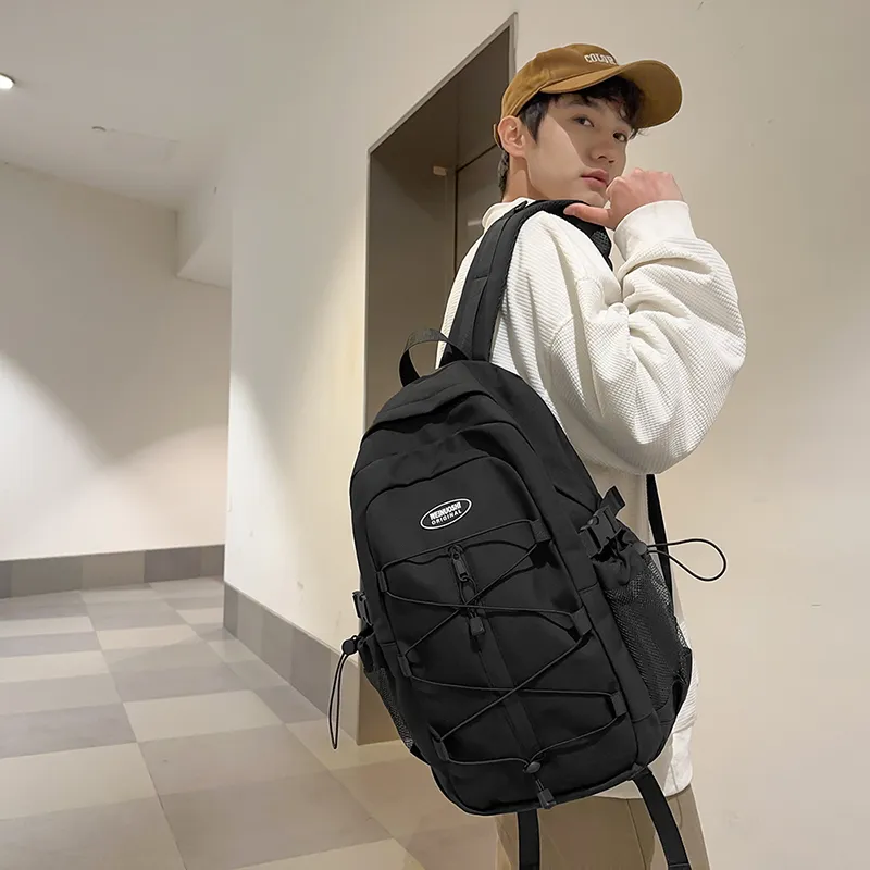 Yalu Nylon Backpack Unisex Black/White/Red/Blue-5