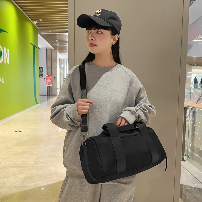 Yalu Nylon Fitness Sports Bag, One Shoulder Bag, Travel Bag Unisex Black/Gray/Pink/Black & Pink/Gray & Pink-3