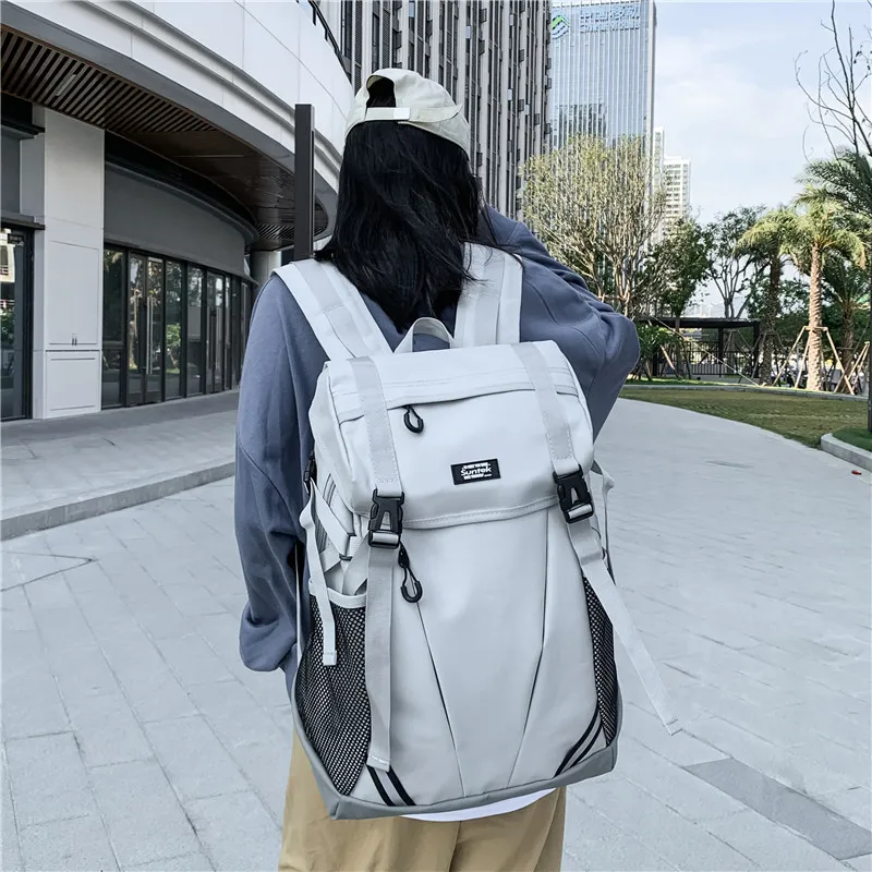 Yalu Nylon Backpack Laptop Bag Unisex Black/Gray-7