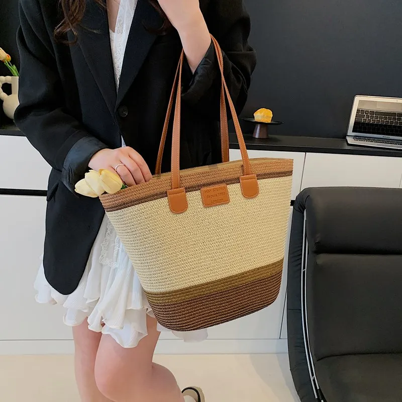 Yalu Straw Woven Shoulder Bag Women's Multicolor-7