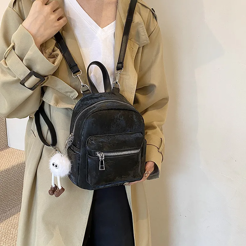 Yalu PU Backpack Women's White/Silver/Black/Pink/Coffee-13