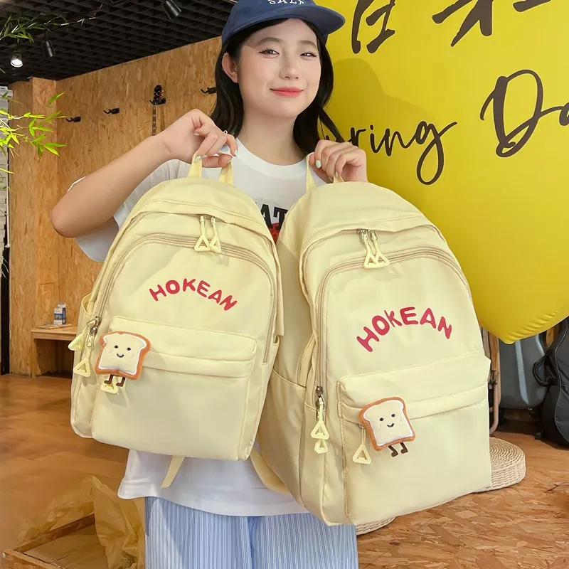 Yalu Nylon Backpack Unisex White/Black/Pink/Yellow-7