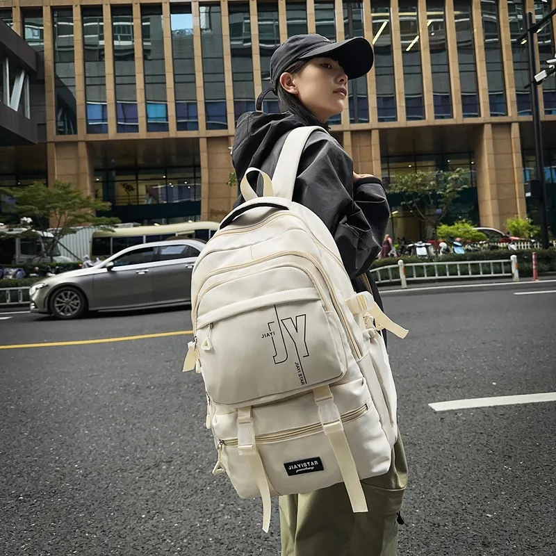 Yalu Nylon Backpack Unisex White/Gray/Black/Khaki/Blue-2