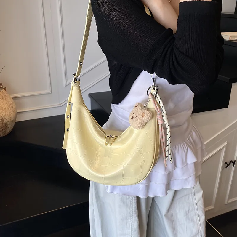 Yalu PU Crossbody Bag, Shoulder Bag Women's Ecru/Black/Yellow-15