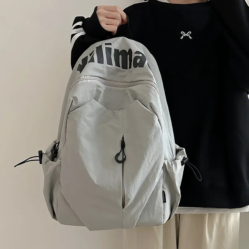 Yalu Nylon Backpack Unisex Black/White/Green/Gray-3