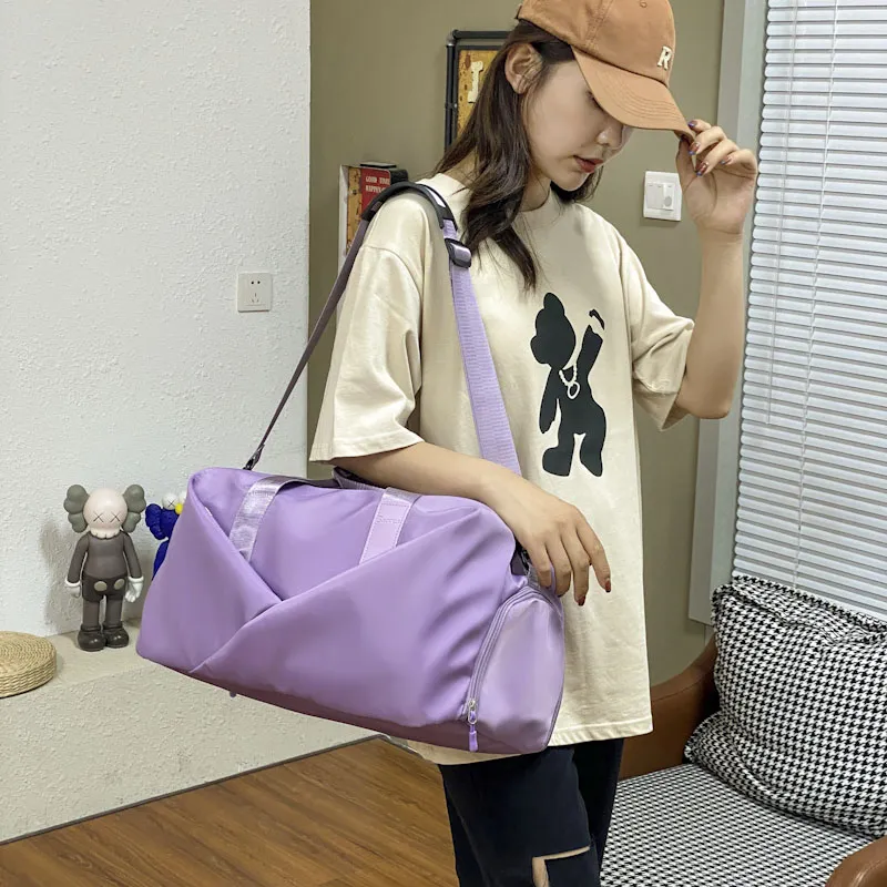 Yalu Nylon Shoulder Bag, Travel Bag Unisex Black/Green/Pink/Purple-21