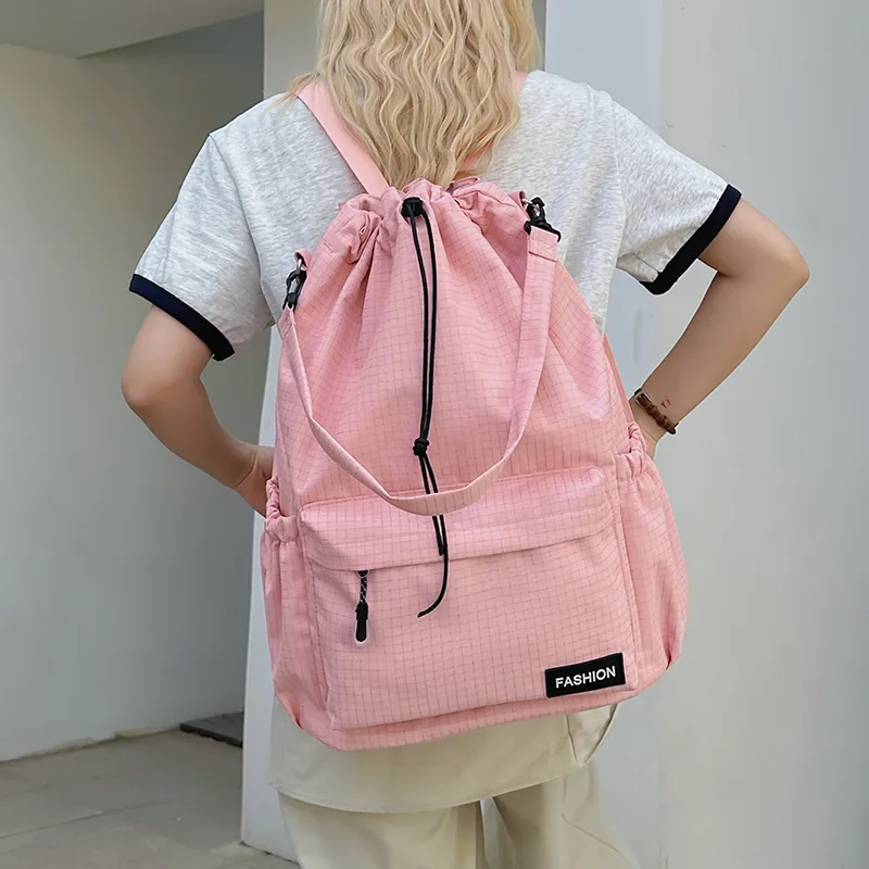 Yalu Nylon Backpack Regular Unisex Black/Pink/Yellow/Gray/Khaki/Sky Blue-6