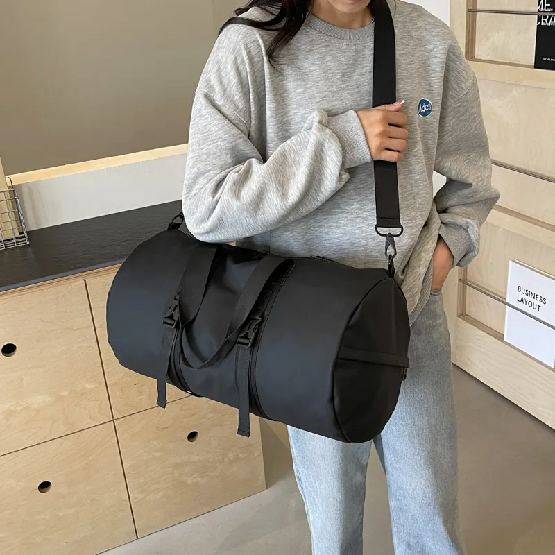 Yalu Nylon Travel Bag Unisex Black/white/dark Gray/light Gray-5