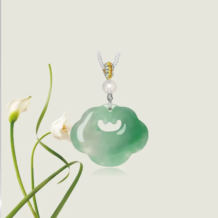 Zheng Tai Fook African Emerald Jade Necklaces Women's-4