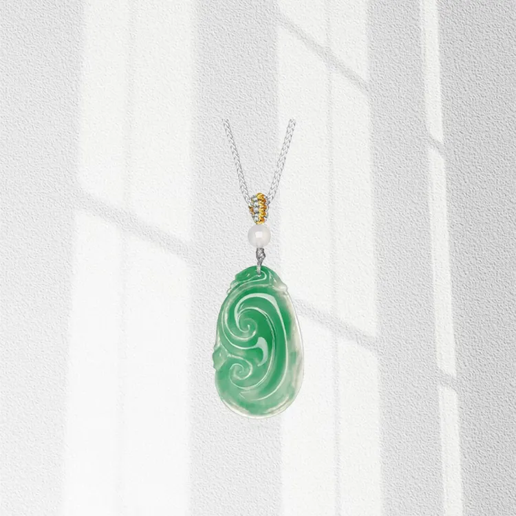 Zheng Tai Fook African Emerald Jade Necklaces Women's-2