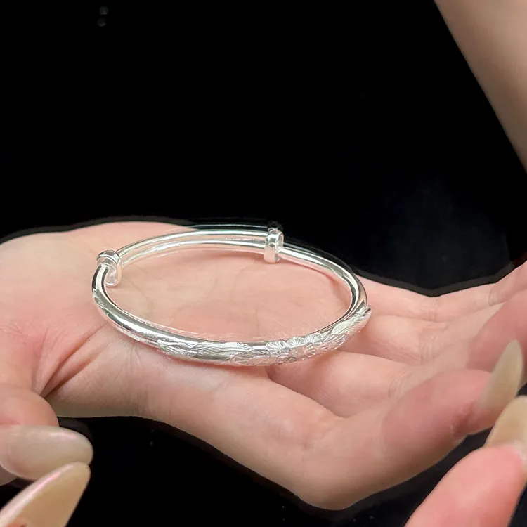 Zheng Tai Fook 999 Fine Silver Bangles Women's-4