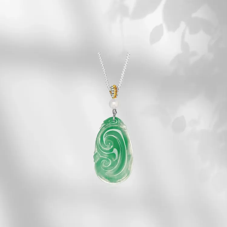 Zheng Tai Fook African Emerald Jade Necklaces Women's-4
