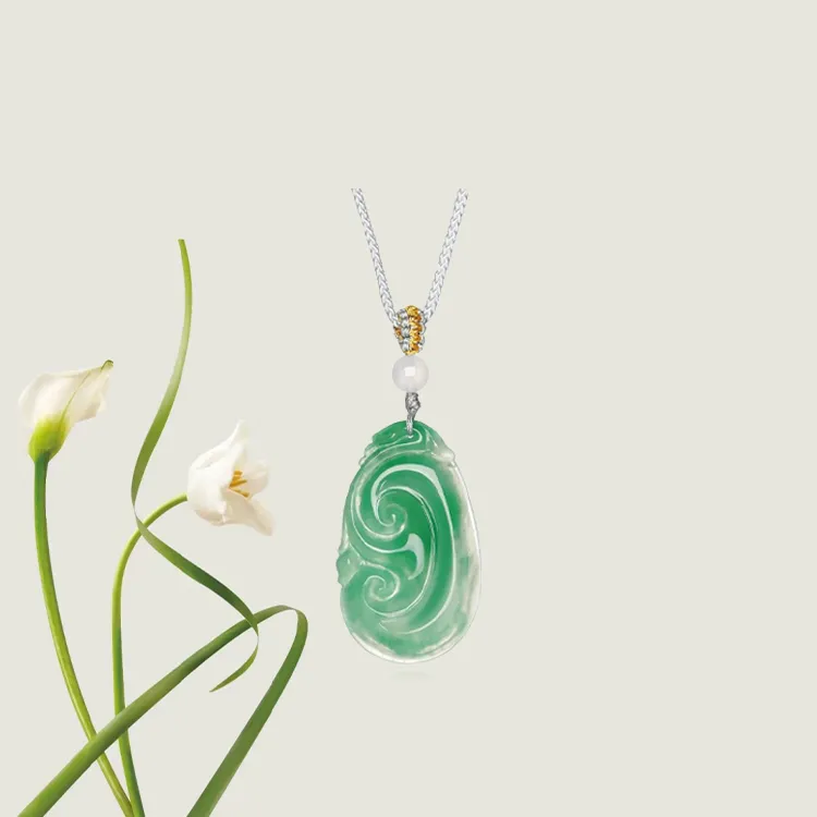 Zheng Tai Fook African Emerald Jade Necklaces Women's-1