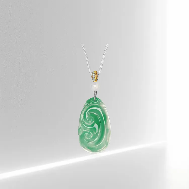 Zheng Tai Fook African Emerald Jade Necklaces Women's-3