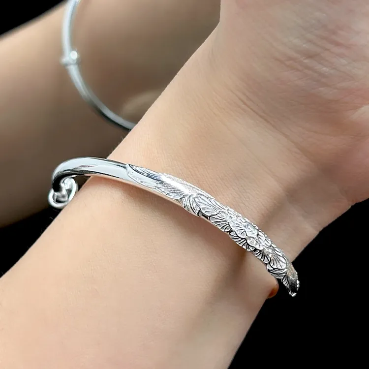 Zheng Tai Fook 999 Fine Silver Bangles Women's-1