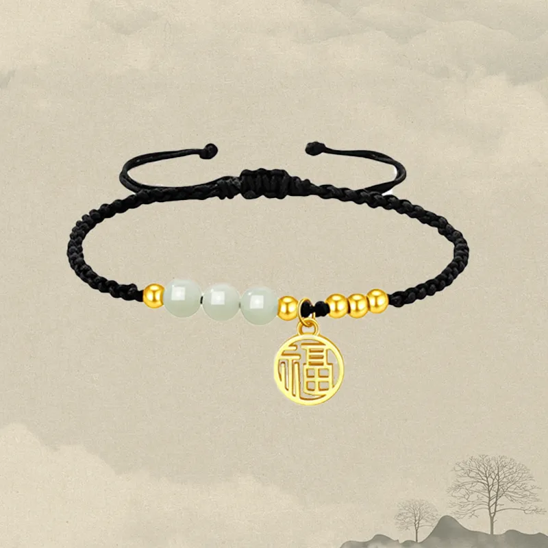 Zheng Tai Fook Auspicious Plaque New Chinese Zodiac Year Design Solid Gold Fixed Price Gold Bracelet Unisex-4