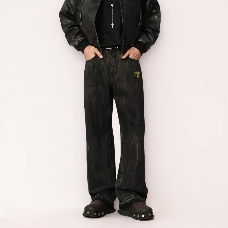 Automobili Lamborghini Jeans Unisex Dirty Black-2