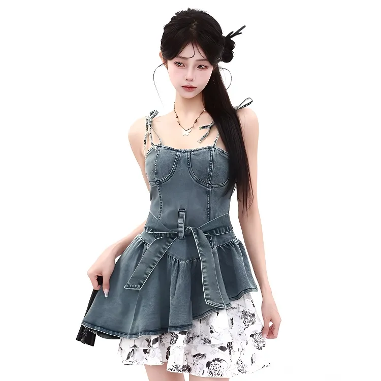 SONDR Slip Dresses Women's Denim Blue-2