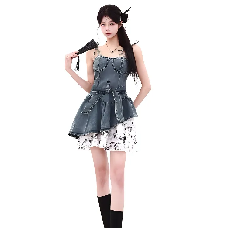 SONDR Slip Dresses Women's Denim Blue-3