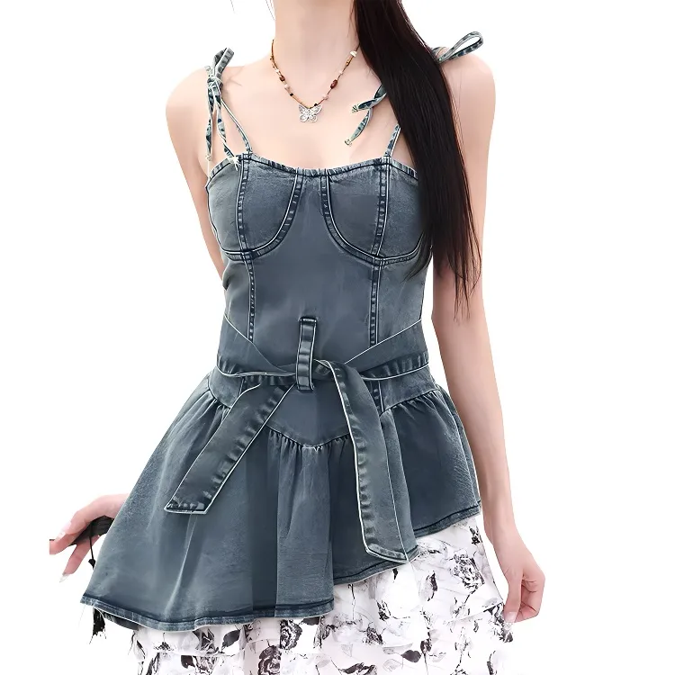 SONDR Slip Dresses Women's Denim Blue-4