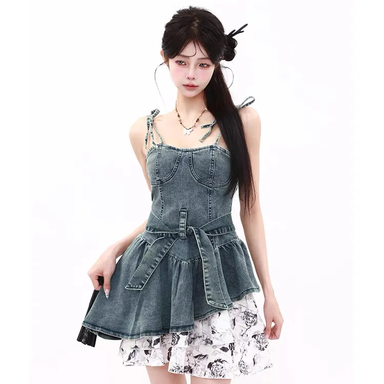 SONDR Slip Dresses Women's Denim Blue-5
