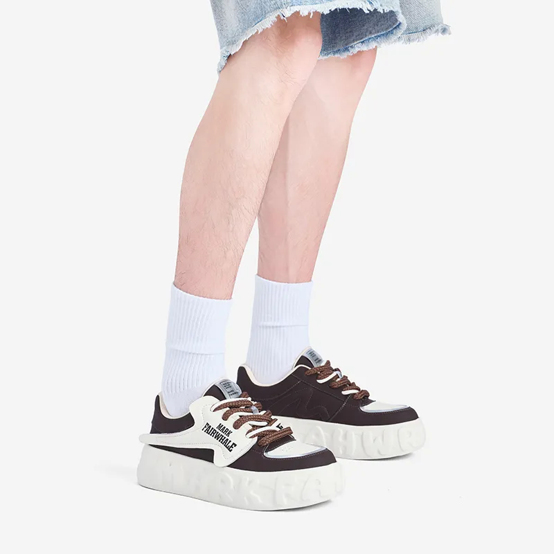 FAIRWHALE Anti Slip And Wear Resistant Coverage Balance Lightweight Height Increasing Low Top Casual Shoes Men's Coffee-6