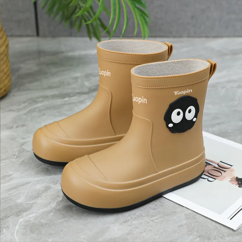 TUOPIN Rain Boots Women's Black/White/Brown-4