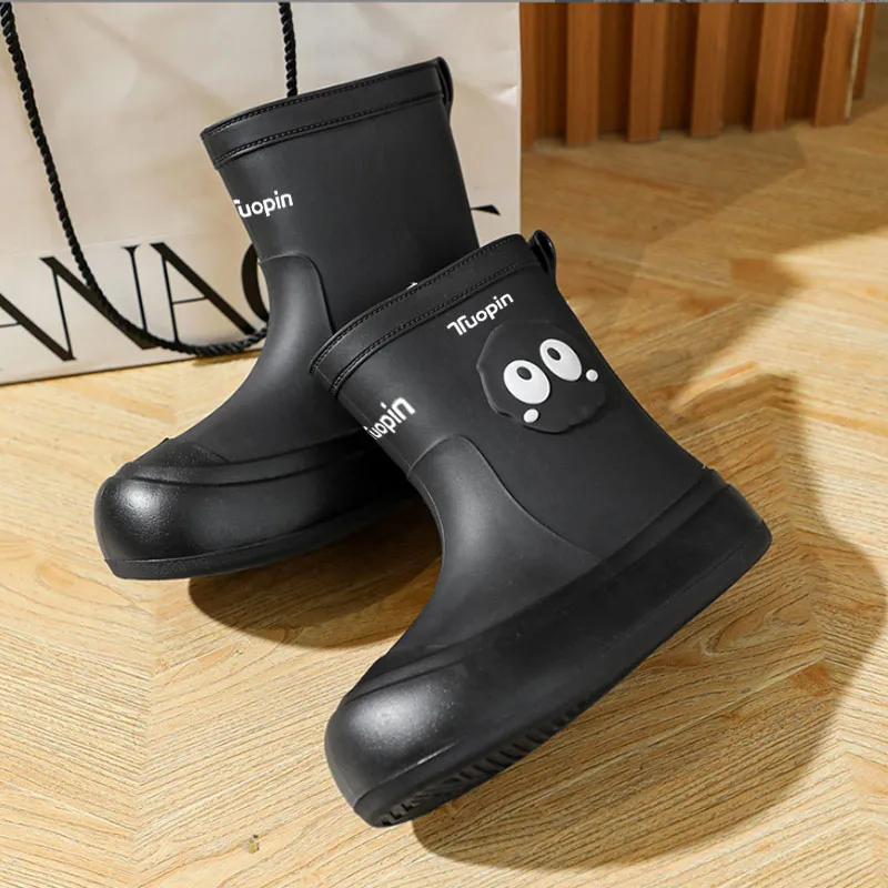 TUOPIN Rain Boots Women's Black/White/Brown-2