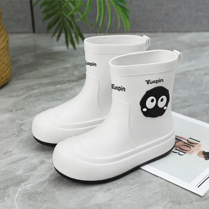 TUOPIN Rain Boots Women's Black/White/Brown-7